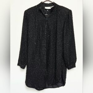 Vintage Braemar Sz M Whimsical Black Hand Beaded 3D Textured  Formal Jacket Coat